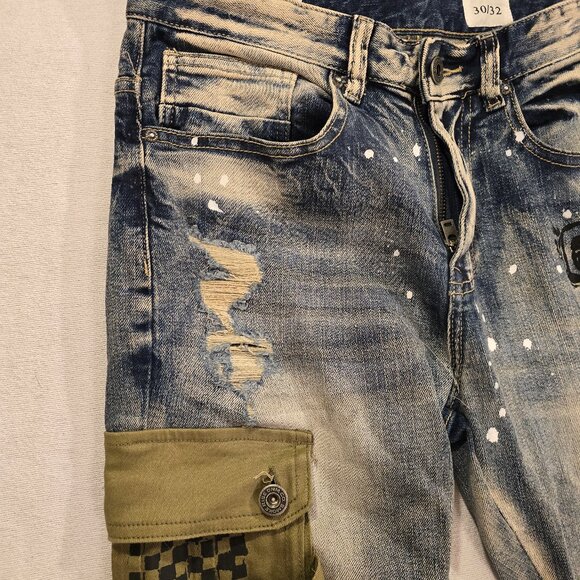 Smoke Rise Cargo Fashion Denim Streetwear Street Ware Wear Mens Jeans Doodle Uti - Picture 2 of 16